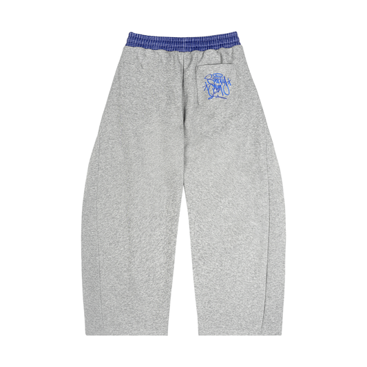 Plaid Waistband Barrel Trackie
