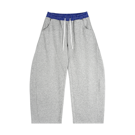 Plaid Waistband Barrel Trackie
